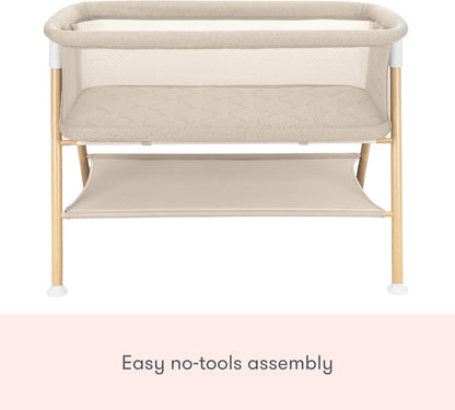 Newton Baby Bassinet & Bedside Sleeper with Mattress & Sheet - Ultra-Breathable & Completely Washable, Removable Dual-Layer Cover | Wood Frame | Adjustable Height & Infant Access Opening