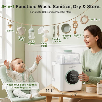 Bottle Washer, Sterilizer & Dryer – 19-Min Fast Cleaning, All-in-One Machine for Baby Bottles, Pump Parts & Feeding Accessories with 3 High-Temp Sterilization Modes, 60 Cleaning Tablets.