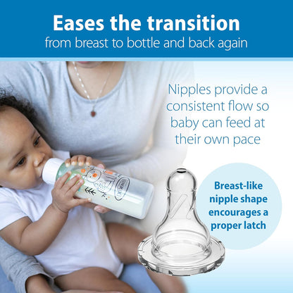 Dr. Brown's Natural Flow Anti-Colic Options+ Narrow Baby Bottle, Frog and Pig, 8 oz/250 mL, with Level 1 Slow Flow Nipple, BPA-Free, 0m+, 2-Pack