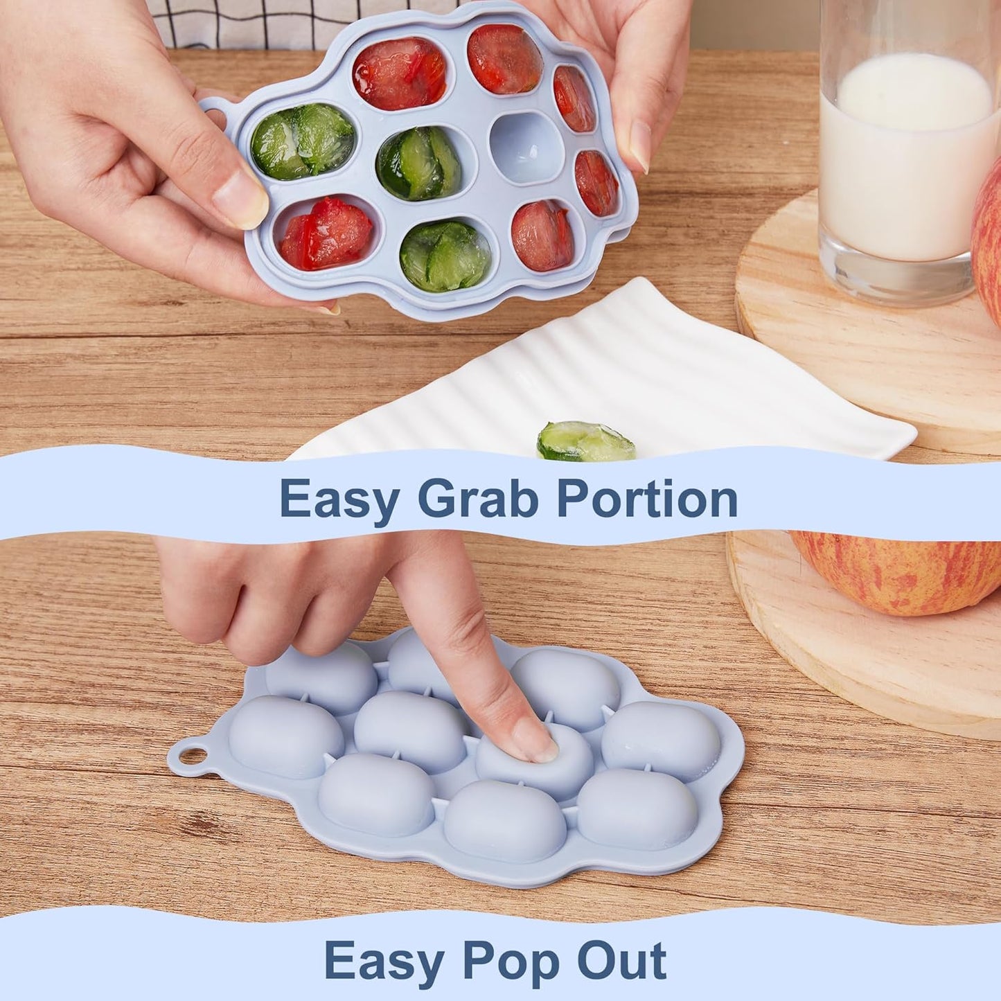 Silicone Nibble Freezer Tray (3 Pack), Kingkam Baby Breastmilk Popsicle Molds, Baby Fruit Feeder Teether Tray, Breast Milk Teether Pop Maker for Homemade Baby Food