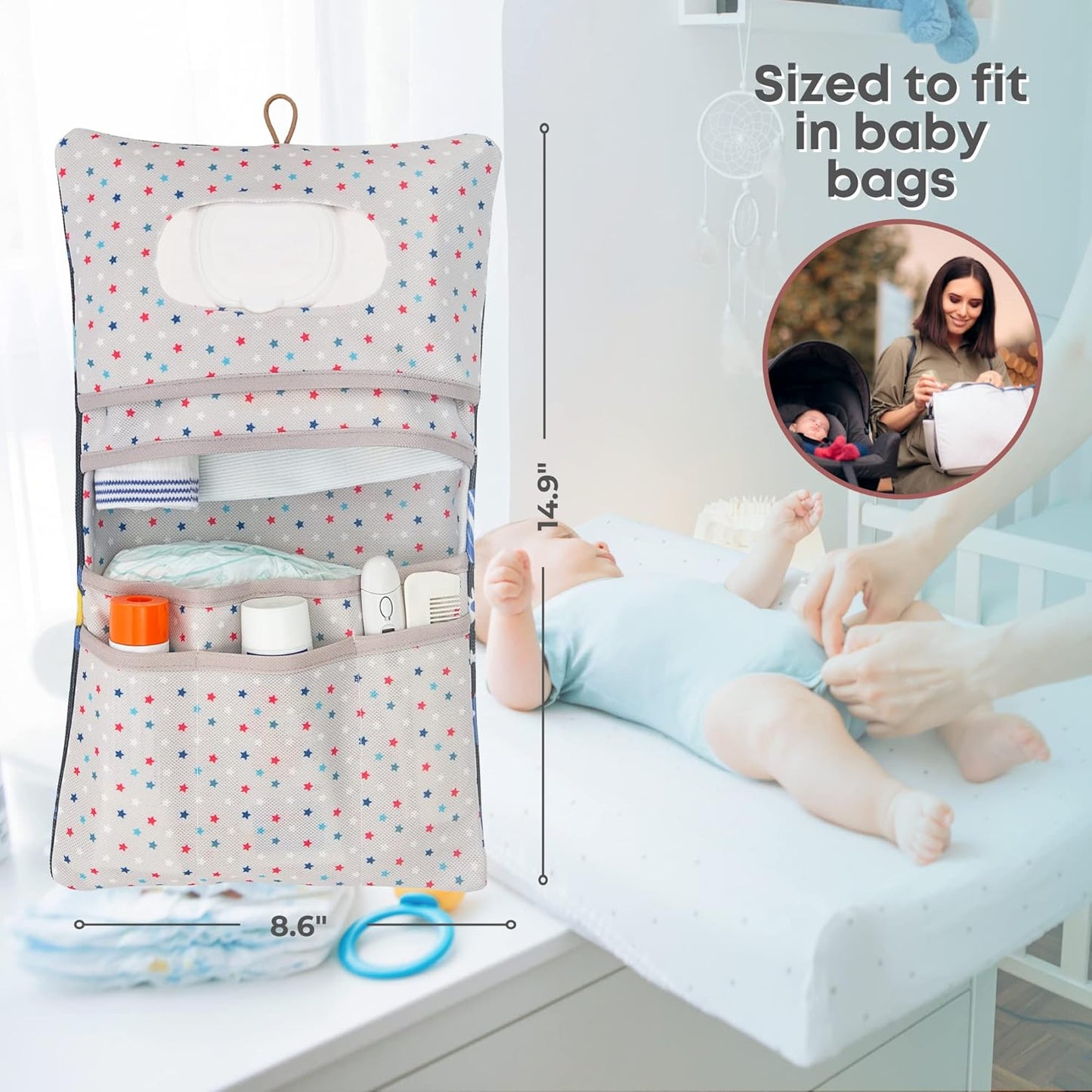 HAMUR Baby Diaper Bag Organizer – Travel-Friendly, Compact & Foldable | Stroller Pouch for Newborn Essentials – Must-Have for Boys & Girls (Leaves)