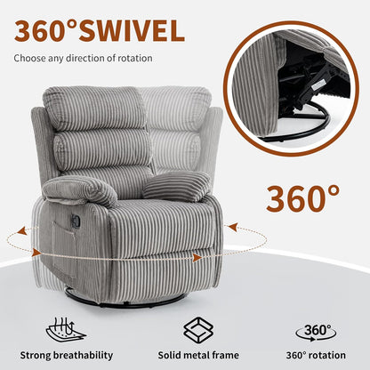 Adult 360° Rocking Recliner Chair，Nursery Rocker Reclining Chair with Side Pocket, a Comfy upholstered Single Sofa Armchair. Suitable for Living Room, Bedroom Nursing use, Velvet Fabric in Beige