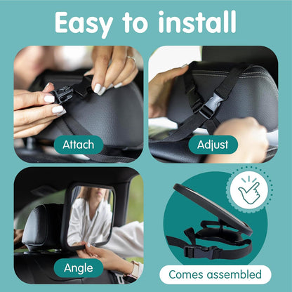 Onco Forward Facing Baby Car Mirror - Clip On Car Mirror for Baby, 100% Shatterproof & Shakeproof, Newborn Essentials