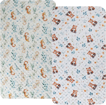 Dot Bassinet Sheet Set 2 Pack Stretch Fitted Bedside Sleeper Bassinet Sheets Sheets,Ultra Soft, for Baby Girls and Boys Light Green Dinosaur