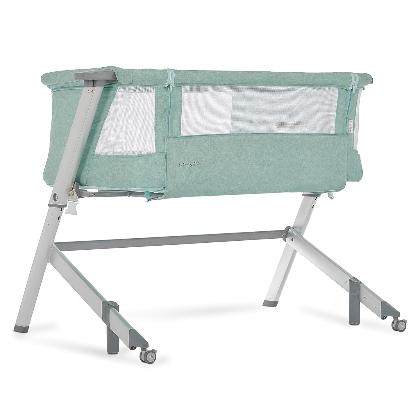 Dream On Me Skylar Bassinet and Bedside Sleeper, Adjustable Heights, Breathable Mesh Sides, Plush Mattress Pad, Wheels with Safety Locks & Tool-Free Assembly, Compact Fold & Travel Bag - Pink