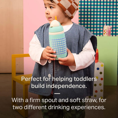 Tommee Tippee Insulated 9oz Sporty Spout Toddler Water Bottle, No Spill, Sippy Cups for Toddlers 1-3, Two-Piece Valve Helps Stop Spills, Green & Teal, BPA Free, Pack of 2