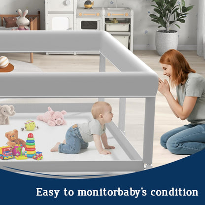 Baby Playpen with Mat, 50x50 Inch Playpen with Mat Waterproof for Babies and Toddlers Play Pen Playards Safety Gate Fence Active Center Indoor