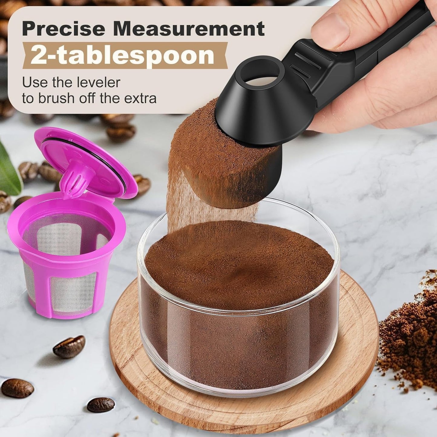 Coffee Scoop With Funnel, Precise Measuring For Ground Coffee, Protein/powder/hot Cocoa, Fits Reusablebaby Formula Dispensers & K Cups