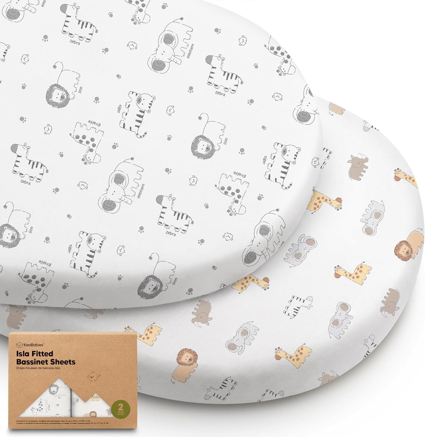 2-Pack Baby Bassinet Sheets Girl, Boy - 33x17 Viscose Derived from Bamboo Bedside Mattress Fitted Bassinet Sheets, Compatible with Halo Bassinest Swivel Sleeper, Baby Delight, Graco (Pecan)