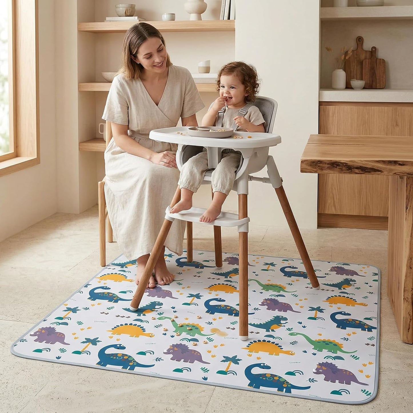 Splat Mat for Under High Chair/Arts/Crafts by CLCROBD, 51" Baby Anti-Slip Food Splash and Spill Mat for Eating Mess, Waterproof Floor Protector and Table Cloth