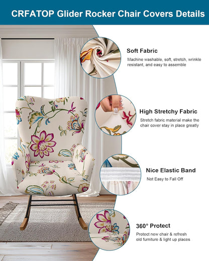 CRFATOP Jacquard 1 PC Nursery Rocking Chair Recliner Covers Upholstered Glider Rocker Banquet Armchair Slipcover Stretch Accent Chairs Furniture Protector for Living Room Bedroom Offices,Green