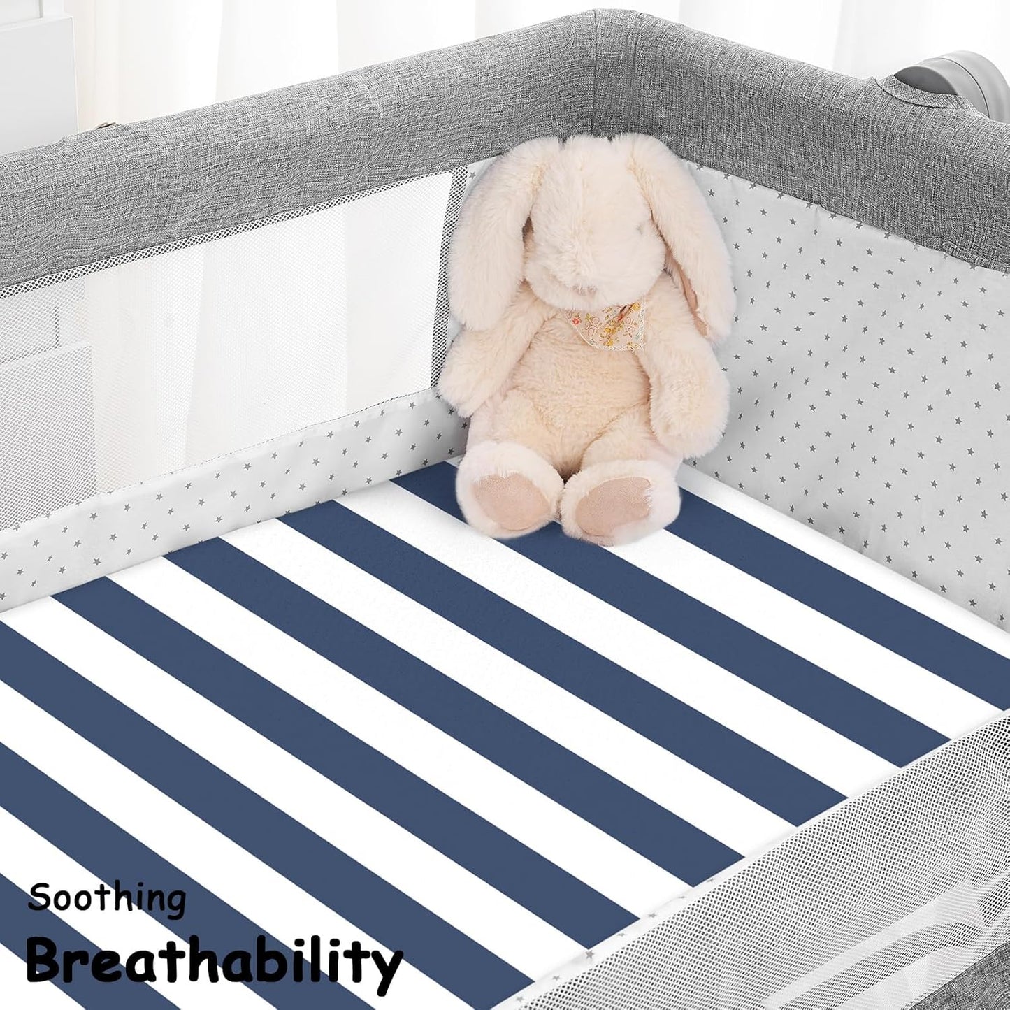 Yoofoss Pack and Play Sheets Fitted, Mini Crib Sheets 2-Pack for Pack N Play Mattress, Stretchy Playard Sheet, Soft and Breathable Green+Giraff