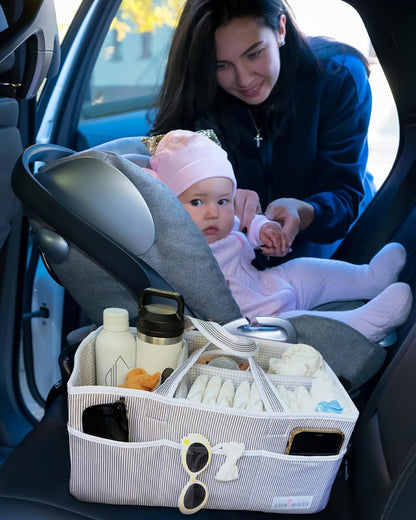 Lily Miles Baby Diaper Caddy Organizer - Large Tote Bag for Newborn essentials Boy or Girl - Baby Shower Basket - Nursery Must Haves - Registry Favorites - Newborn Caddie Car Organizer