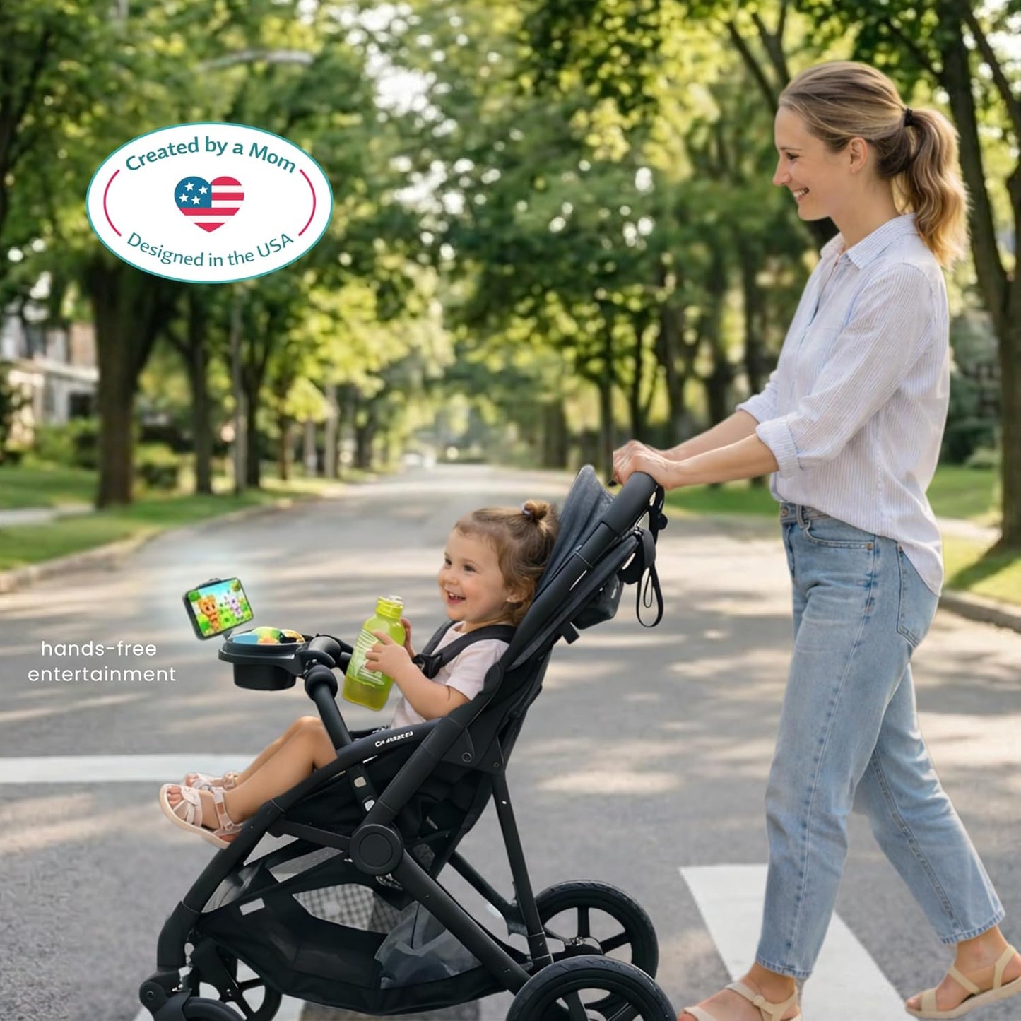 Swanoo Universal Stroller Snack Tray | Compatible With Nuna Mockingbird Bugaboo Uppababy | Stroller Bumper Bar Tray Attachment with Cup Holder | Baby Toddler Disneyland Essentials Stroller Accessories