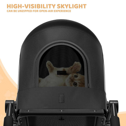 Magshion Compact Pet Stroller for Small-Medium Dogs/Cats up to 22lbs, 4-Wheel Lightweight Umbrella Shaped Portable Puppy Travel Jogger with Breathable Mesh, Cup Holder & Rear Storage, Black