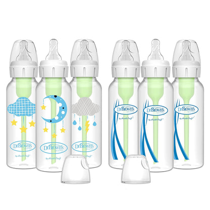 Dr. Brown’s Anti-Colic Options+ Narrow Baby Bottles, 0m+ Level 1 Nipple - Baby Bottle to Reduce Colic (3 Pack), Purple 8 oz