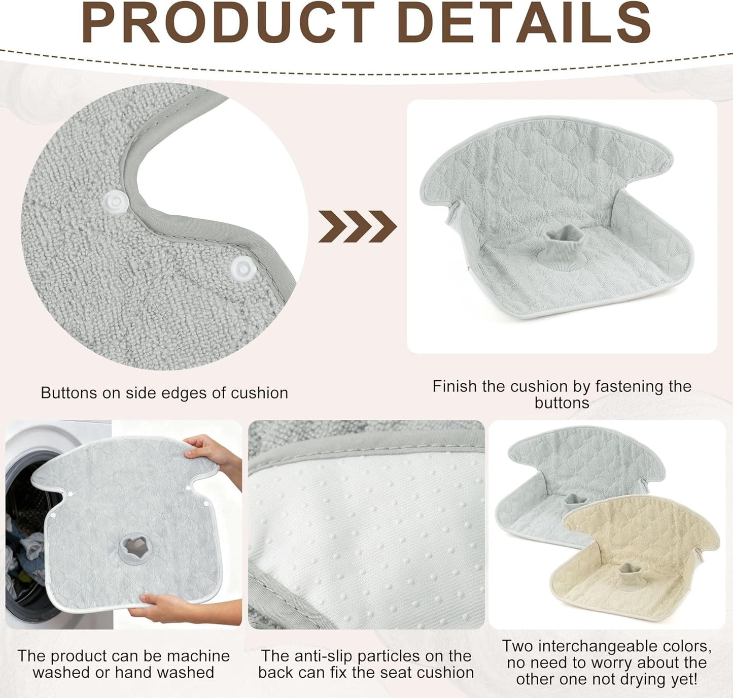 Piddle Pads Carseat, 2 Pieces Car Seat Potty Training Pad, Waterproof and Anti-Slip, Breathable and Comfortable, Machine Washable, Car Seat Piddle Pads for Stroller, Dining Chair (Khaki and Gray)