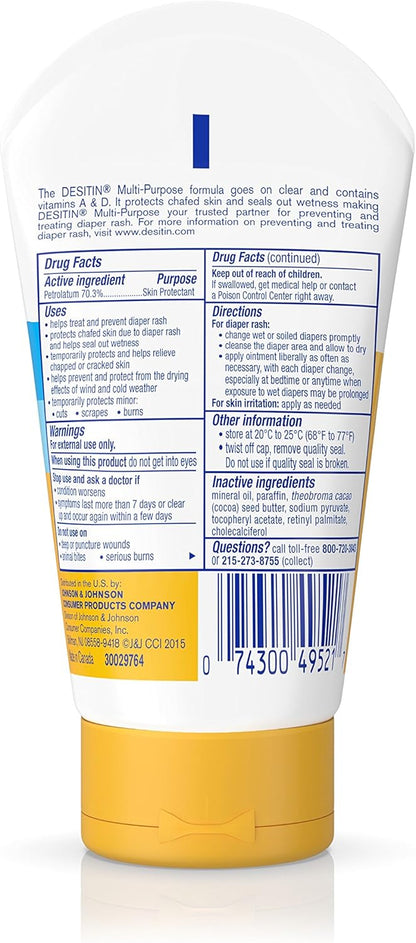 Desitin Multipurpose Adult & Baby Healing Ointment Tube with Petroleum Jelly for Treatment & Relief of Diaper Rash, Dry Skin, Chafing, & Minor Burns for Infants and Kids, FSA/HSA Eligible, 3.5 oz