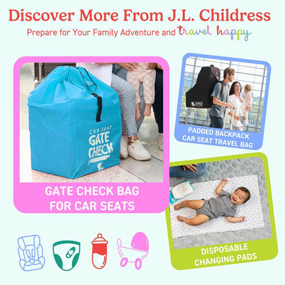 J.L. Childress Gate Check Bag for Single & Some Double Strollers - Travel Bag for Airplane, Fits Most Standard Baby Strollers, Airport Accessories for Gate Check, Flying Essentials - Red