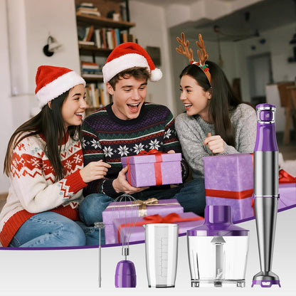 Turelar Immersion Blender Handheld Corded Hand Blenders Set 1100W, Trigger Variable Speed 5 in 1 Stick Emulsifier with Chopper, Whisk and Frother for Soup, Baby Food and Smoothies, Orange