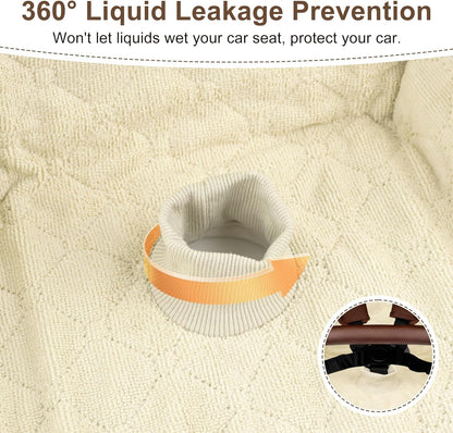 Piddle Pads Carseat, 2 Pieces Car Seat Potty Training Pad, Waterproof and Anti-Slip, Breathable and Comfortable, Machine Washable, Car Seat Piddle Pads for Stroller, Dining Chair (Khaki and Gray)