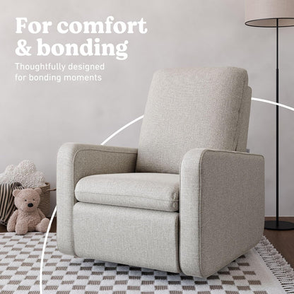 Graco Teddi Power Recliner Swivel Glider, Electronic Power Recline, Oeko-TEX 100 Certified, USB-A & USB-C Charger, Premium Cushioning & Comfort – (Ivory Basketweave)