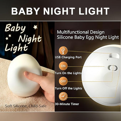 Night Light for Kids,Egg Night Light Light with 7 Colors Changing Mode & 30-Min Timer Portable Nursery Night Lamp forBaby Nursery & Kids Bedroom,DIY Hand-Painted Custom Lamp