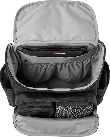 Skip Hop Diaper Bag Backpack: Forma, Multi-Function Baby Travel Bag with Changing Pad & Stroller Attachment, Jet Black
