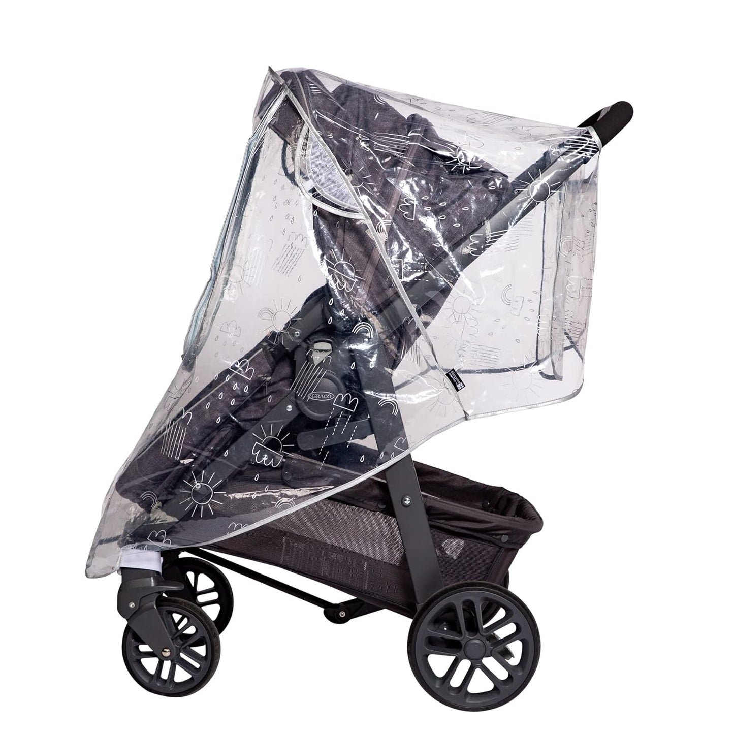 J.L. Childress Deluxe Stroller Rain Cover - Stroller Poncho, Baby Stroller Accessories for Travel, Universal Fit, Lightweight Weather Shield, Protects from Wind & Snow - Single, Pattern