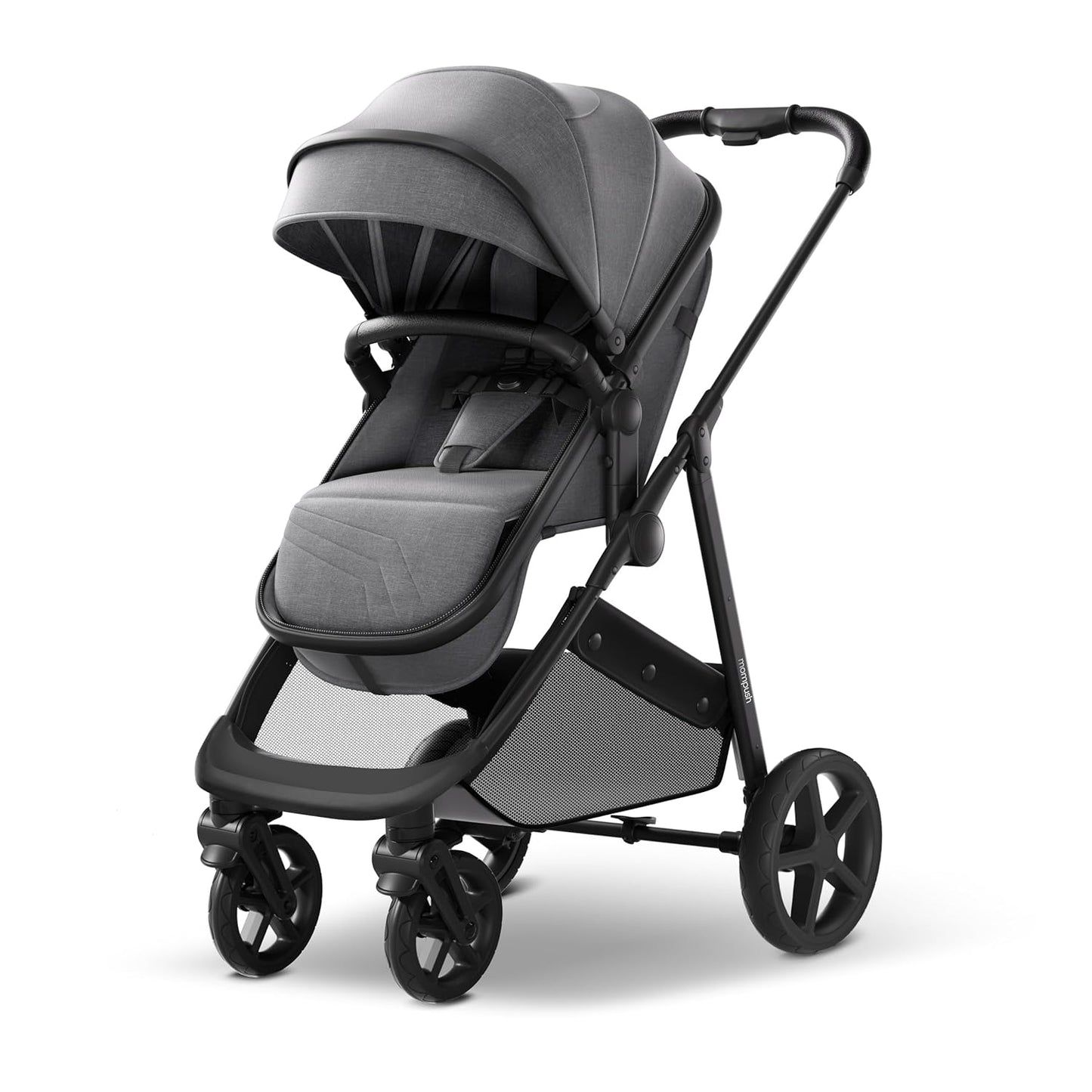 Mompush Baby Stroller, Convertible 2-in-1 with Bassinet Option, Infant Car Seat Compatible, Includes Adapter - Sturdy Full-Size Infant Stroller for Family Adventures
