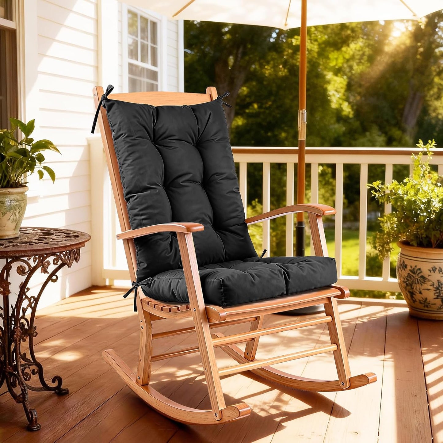 Rocking Chair Cushion with Ties Non-Slip Outdoor Rocking Chair Cushion Set Waterproof Fade-Resistant Porch Garden Patio Glider Rocker Cushions