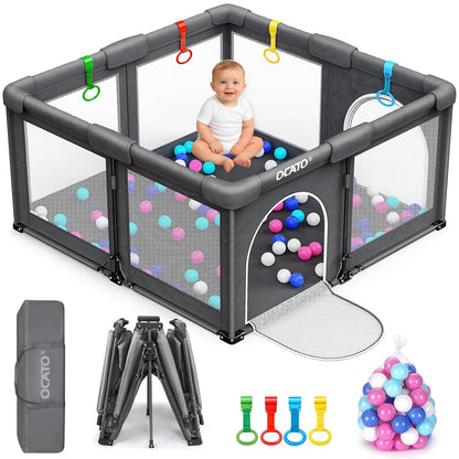 OCATO Baby Playpen Play Pen: Foldable Playpen for Babies and Toddlers Playard for Indoor Outdoor Activity Center Game Fence Safety Area Toddler Play Pen for Babies 6-12 Months Baby Gifts (50" × 50")
