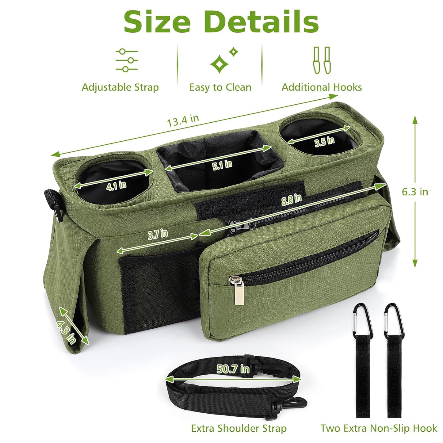 Accmor Universal Stroller Organizer with Insulated Cup Holder Detachable Phone Bag and Shoulder Strap,Stroller Bag Caddy Organizer Fits for Uppababy, Baby Jogger, Britax Strollers