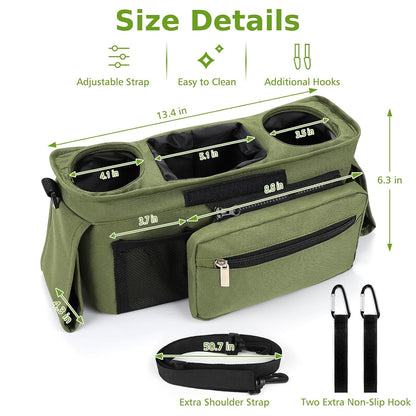 Accmor Universal Stroller Organizer with Insulated Cup Holder Detachable Phone Bag and Shoulder Strap,Stroller Bag Caddy Organizer Fits for Uppababy, Baby Jogger, Britax Strollers