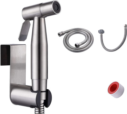 HILFA Handheld Bidet Sprayer for Toilet,Multi-function for Baby Cloth Diaper Sprayer, Shattaf Sprayer, Pets Shower -Quality 304 Stainless Steel Material,Brushed,80ZY14-BN