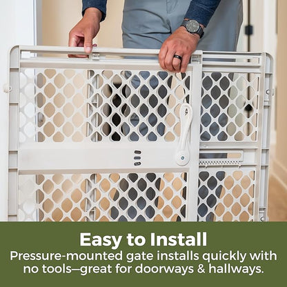 Toddleroo by North States - Renew 100% Recycled Plastic Baby Gate for Doorway; Sturdy for Indoor & Outdoor Use: Pressure Mounted, No Drill Gate; Made in USA; 26" to 42" Wide, 26" Tall; Sandstone