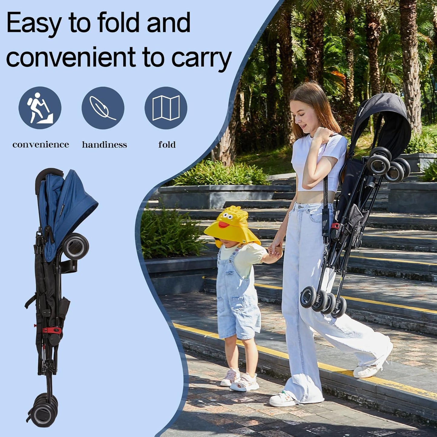 Baby Stroller, Cool Kids Lightweight Travel Stroller with Carrier for Walking, Shopping, and Playgrounds