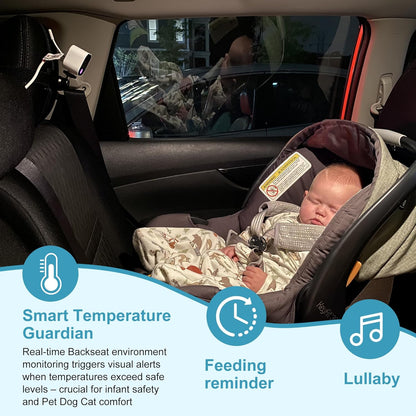 Wireless Baby Car Camera with 5-inch HD 1080P IPS, USB-Powered 360° Rotating Rear Seat Monitor (1000 ft)Auto/Manual Night Vision & VOX Mode, HD Display for Car Backseat Home Baby Pet (White A)