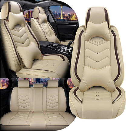 CTDS Car Seat Covers for MINI Convertible 2013-2026, Stylish Sport Seat Covers, Premium Nappa Leather Car Seat Cover. Automobile Seat Covers Sets.(Luxury 5 Seats/Beige)