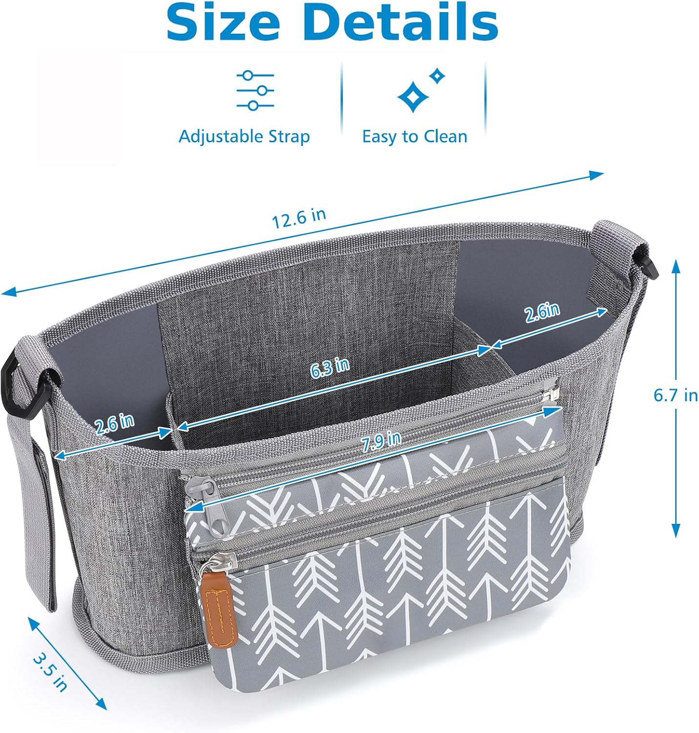 Accmor Universal Stroller Organizer with Detachable Phone Bag, Stroller Bag Caddy Organizer Stroller Accessories for Uppababy, Baby Jogger, Nuna, Doona, Britax Strollers