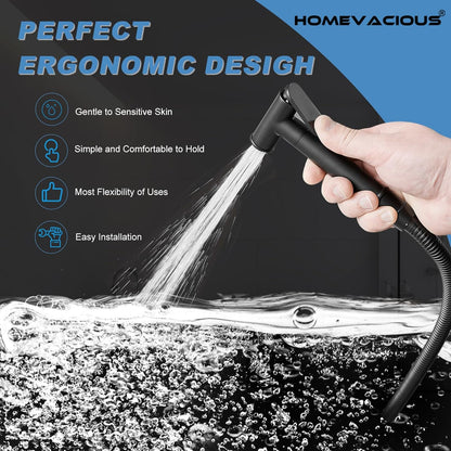 Homevacious Handheld Bidet Sprayer Faucet for Toilet with Hot and Cold Rough-in Valve Adjustable Water Pressure Round Brass Bidet Attachment Set for Feminine Pets and Baby Diaper Washing Matte Black