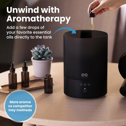 Everlasting Comfort 2.5L Top Fill Humidifier for Bedroom – Quiet, Easy to Fill & Clean, 24HR Runtime, Night Lights, Timer, Ultrasonic Cool Mist, Auto Shut-Off, Essential Oil Diffuser - White