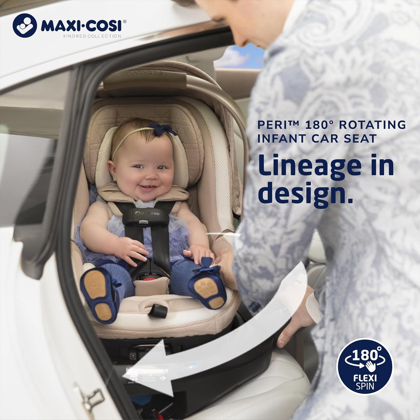 Maxi-Cosi Peri 180 Rotating Infant Car Seat, Baby Car Seat Rotating Carseat, Swivel Car Seat, Onyx Wonder