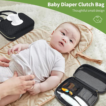 Diaper Bag Organizer with 2 Pieces Wipes Dispensers, Portable Stroller Mini Diaper Bag Pouches Travel Gear, Foldable Newborn Baby Essentials, Small Clutch, PInk