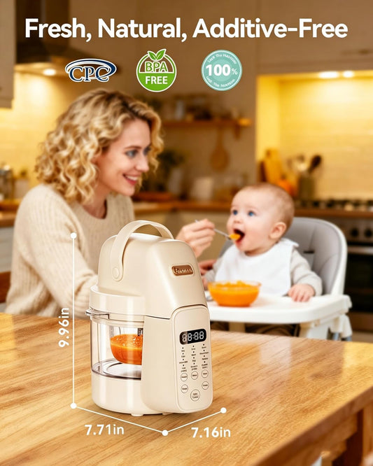 IAGREEA 9 IN 1 Glass Baby Food Maker, One Step Baby Food Processor Steamer Puree Blender Grinder Mills Machine, Auto Cooking & Grinding for Healthy Homemade Baby Food with 3 Age Stages, BPA-Free