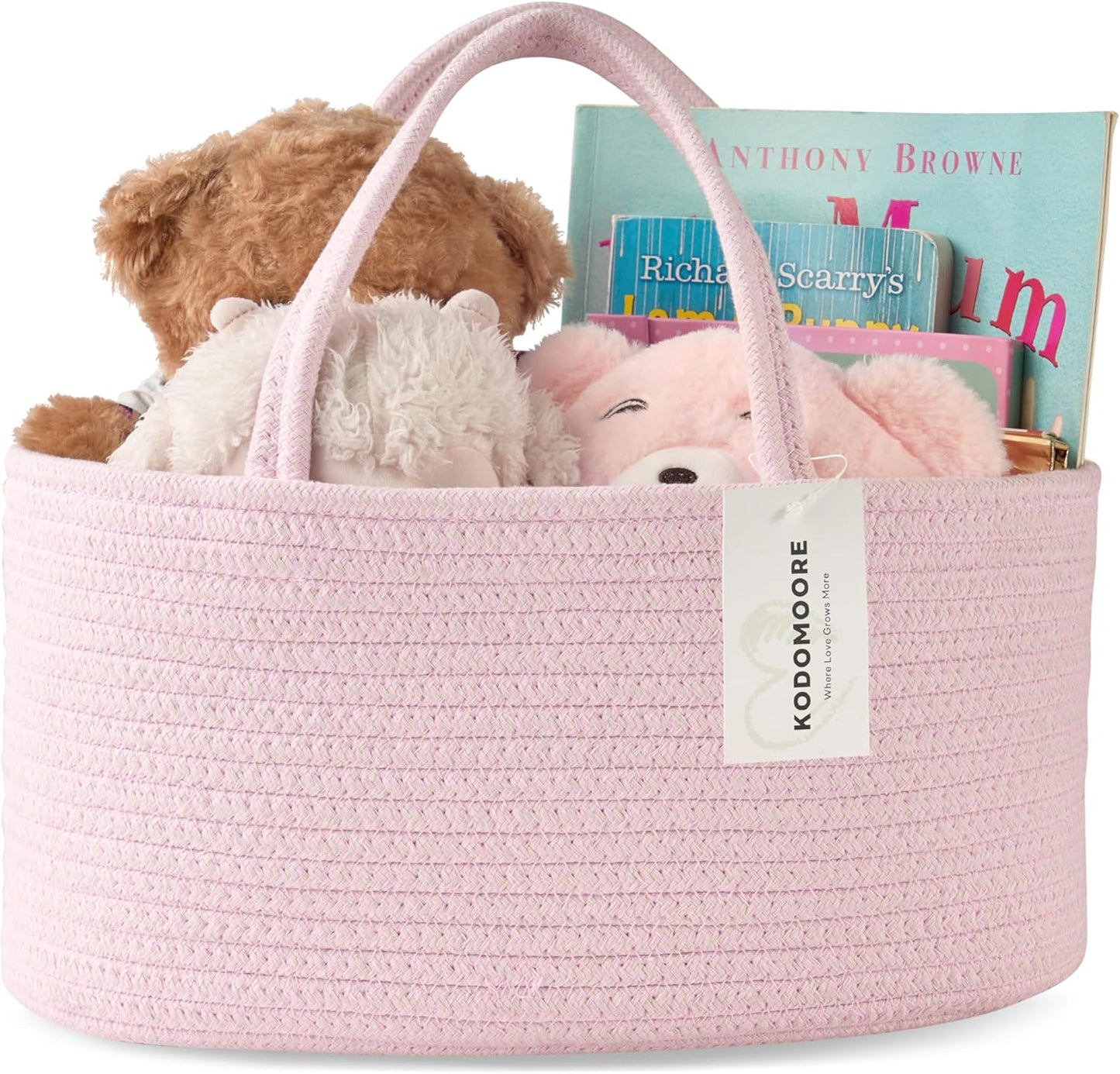 Diaper Caddy Organizer, Empty Gift Basket for Newborn Essentials, Baby Storage Basket, Stylish Gift Bag for Baby Shower, Boys and Girls – Small, White and Beige Brown