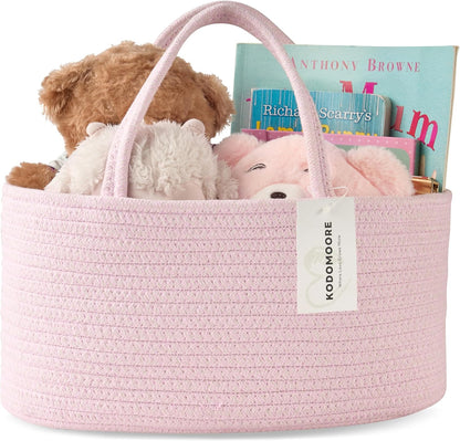 Diaper Caddy Organizer, Empty Gift Basket for Newborn Essentials, Baby Storage Basket, Stylish Gift Bag for Baby Shower, Boys and Girls – Small, White and Beige Brown