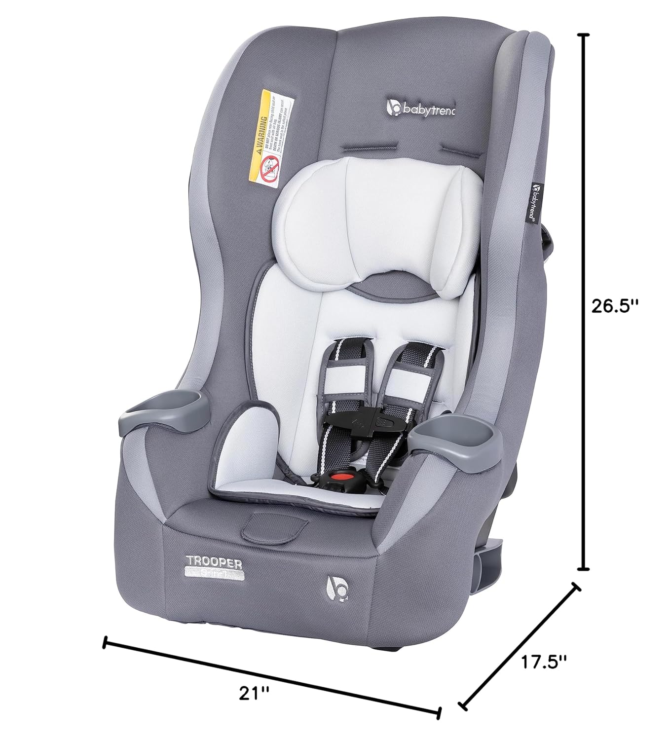 Baby Trend Trooper™ Slim 3-in-1 Convertible Car Seat, Dash Black – Slim Fit, 3-in-1 Growth Modes, Lightweight Design, Adjustable Comfort Padding