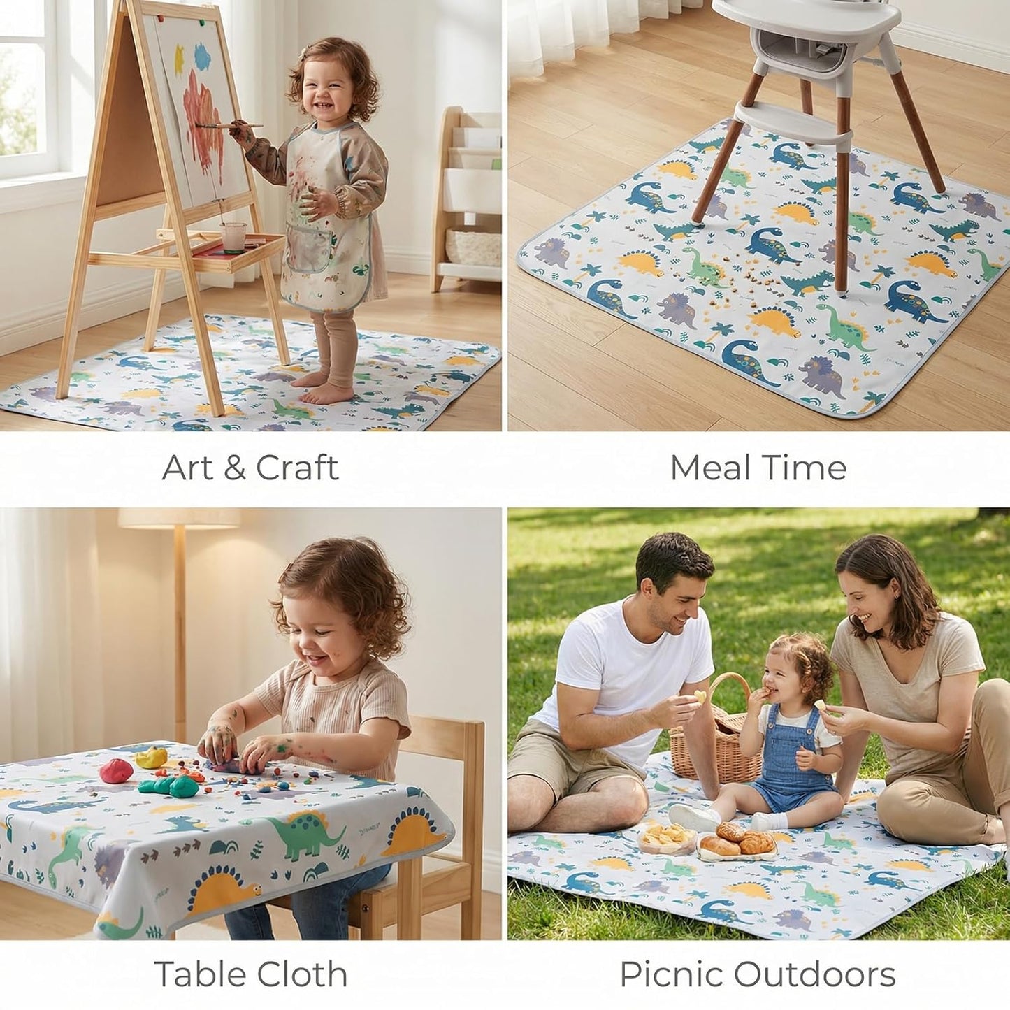 Splat Mat for Under High Chair/Arts/Crafts by CLCROBD, 51" Baby Anti-Slip Food Splash and Spill Mat for Eating Mess, Waterproof Floor Protector and Table Cloth