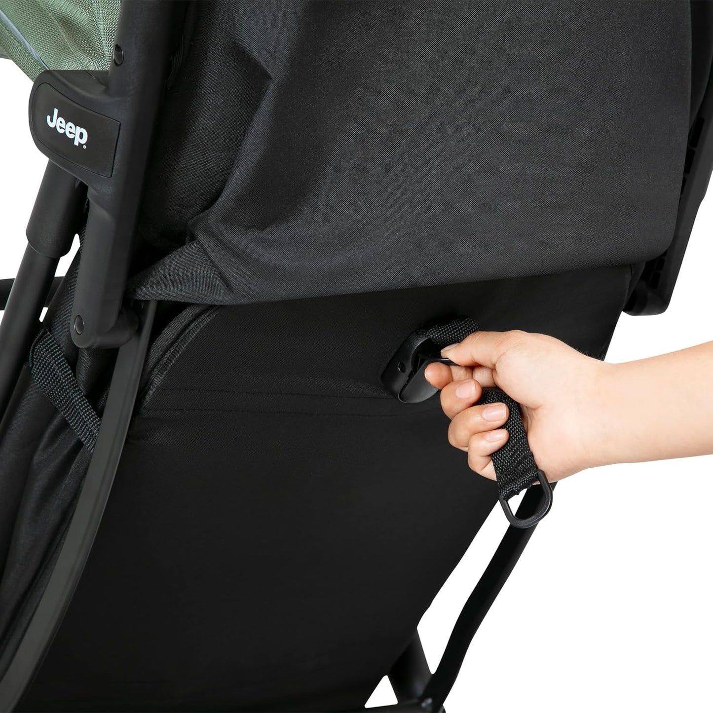 Jeep Altitude Compact Travel Stroller by Delta Children Greenguard Gold, Easy One Hand Fold, Lightweight, Extendable Canopy with Peek-a-Boo Window, Reclining Seat, 4 Wheel Suspension, Olive Green